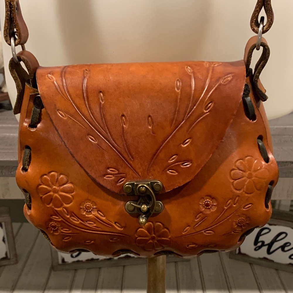 Artisan Embossed Leather Crossbody Bag
